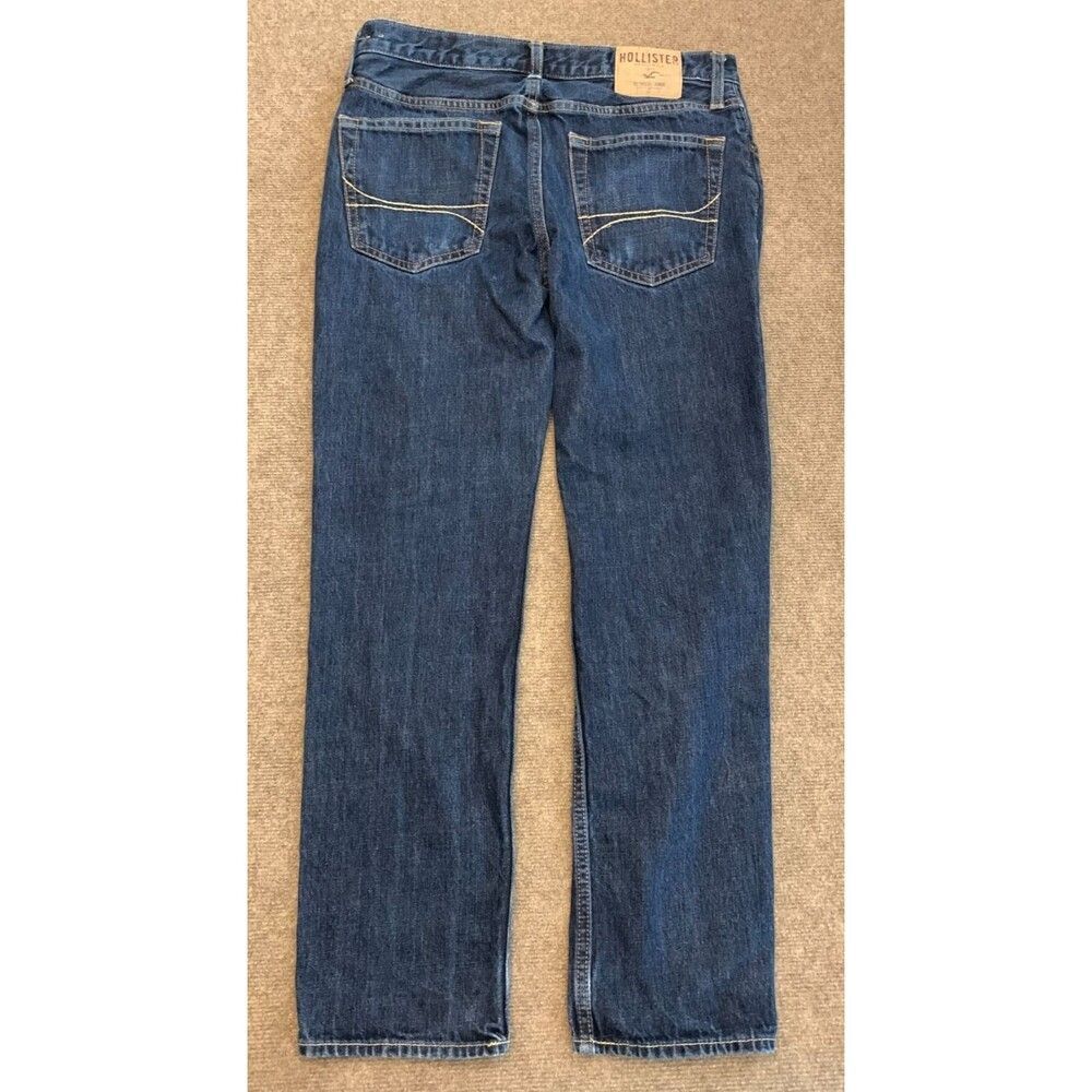 Hollister Jeans Mens 32x30 Slim Straight Mid Rise Button Fly Y2K Dark Denim - Picture 4 of 11